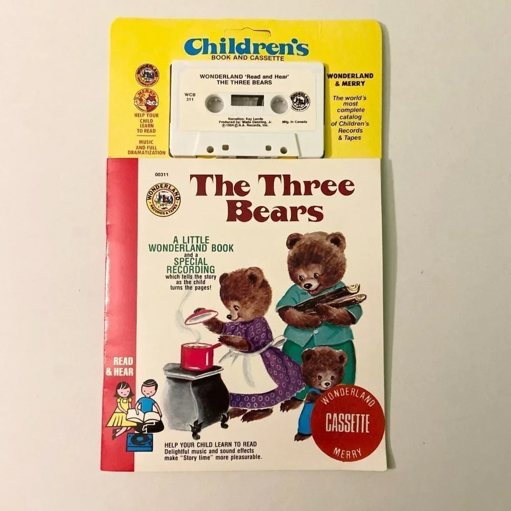Vintage 1985 The Three Bears Read Along Book Cassette Tape